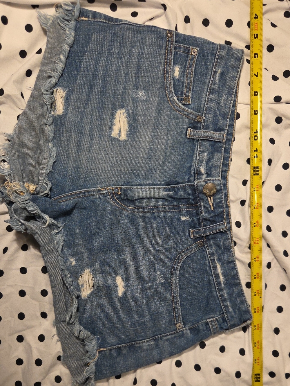 Free People Light Blue Denim Shorts with Contrast Stitching